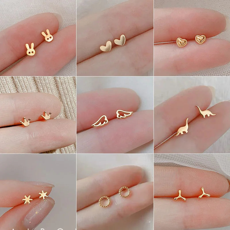 Small Butterfly Heart Stud Earring