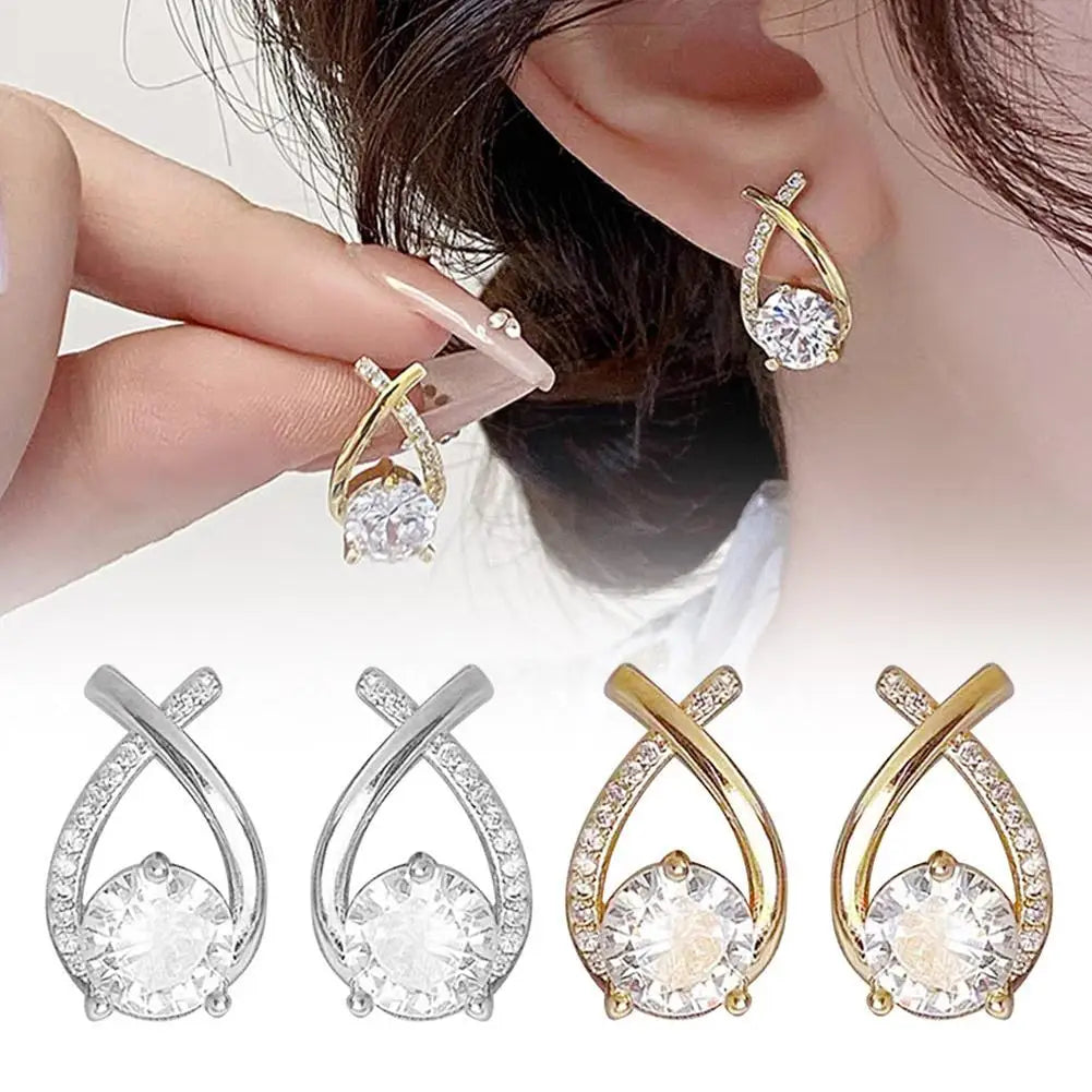 Girls Korean Style Elegant Crystal Jewelry Ear Rings Fishtail