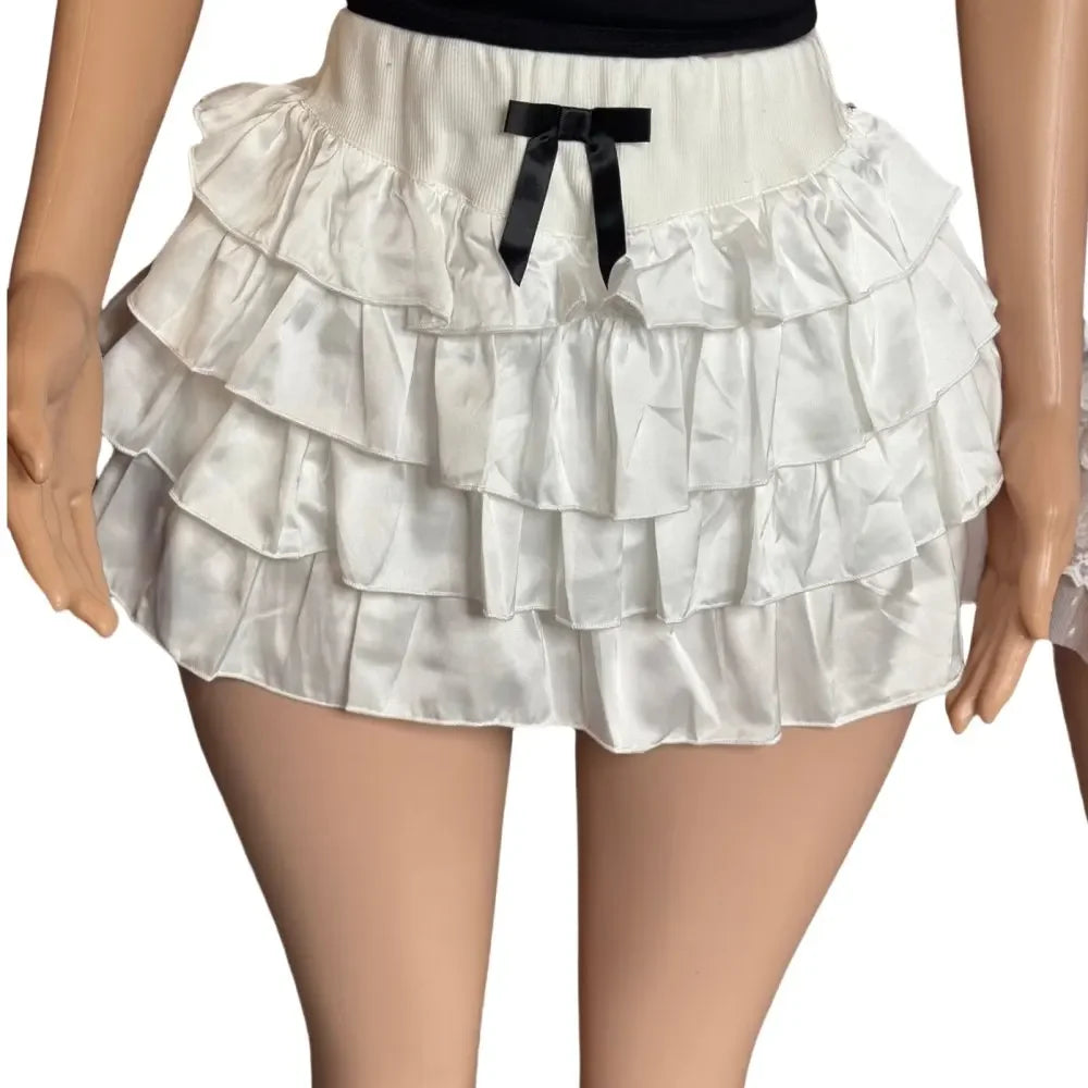 Tshirt And Bow Ruched Mini Skirts Two Piece Sets Sweet