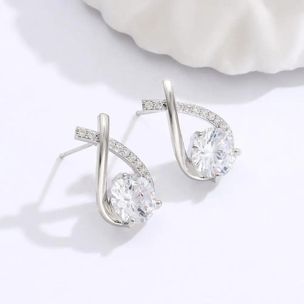 Girls Korean Style Elegant Crystal Jewelry Ear Rings Fishtail