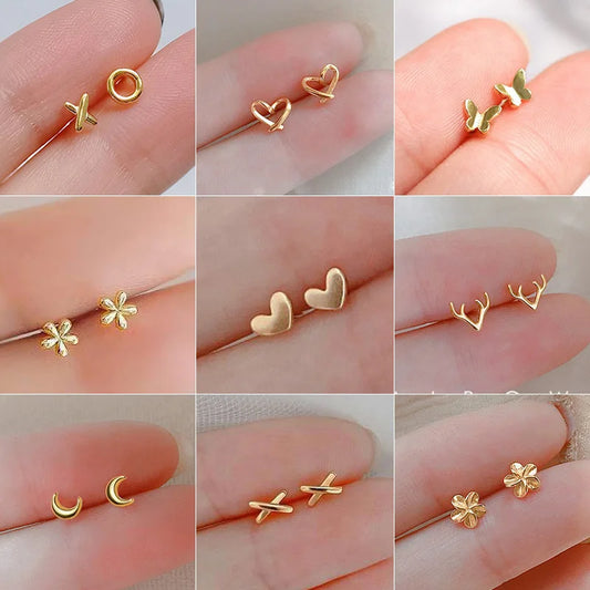 Small Butterfly Heart Stud Earring