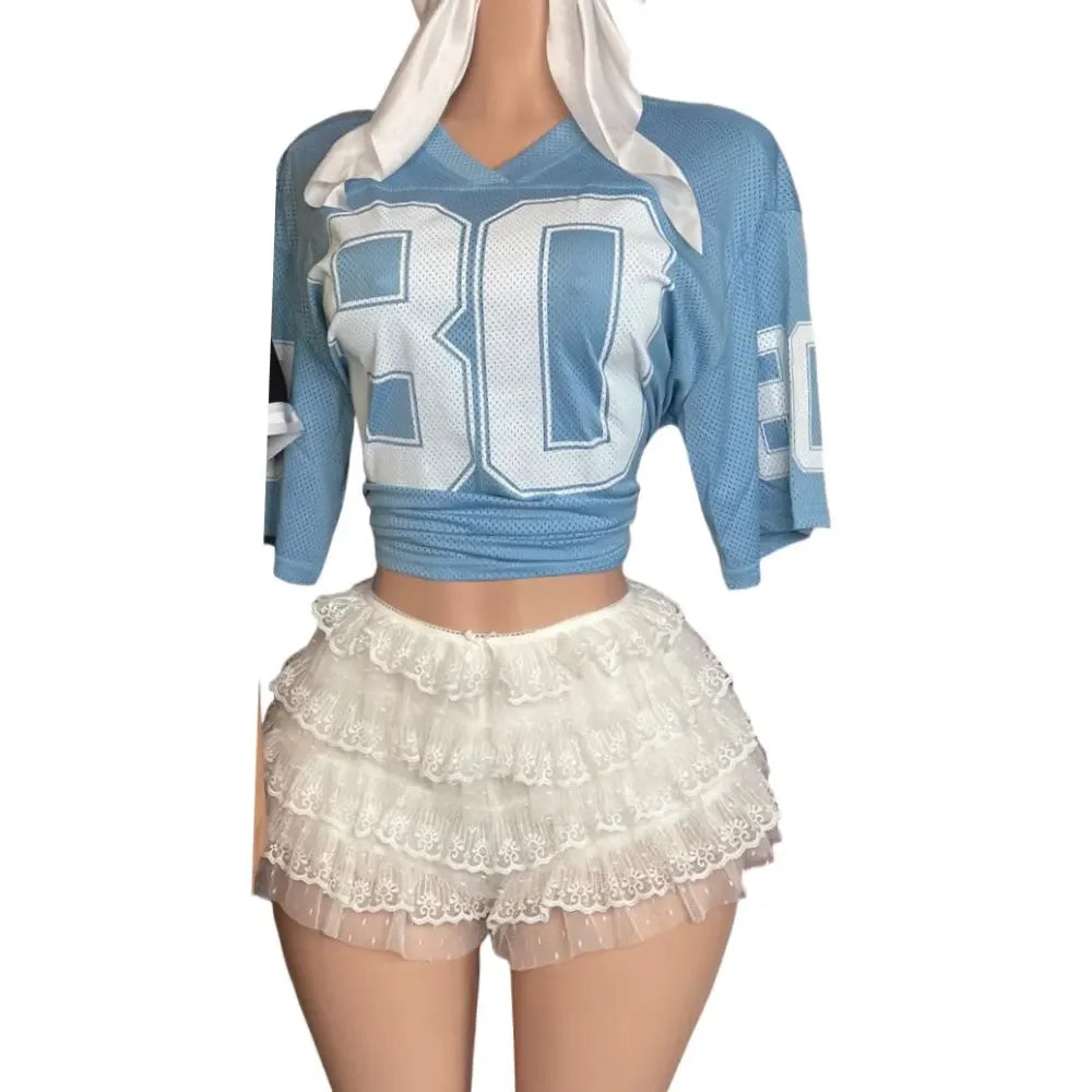 Tshirt And Bow Ruched Mini Skirts Two Piece Sets Sweet