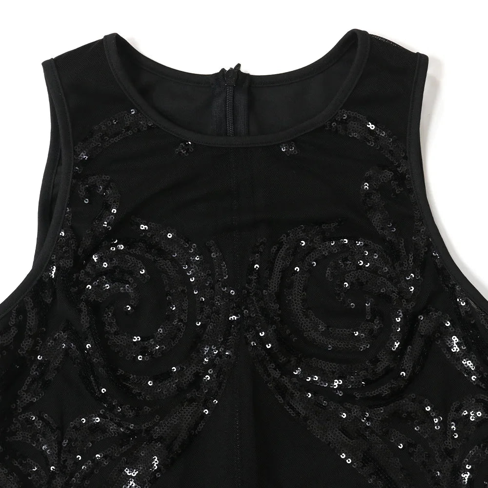 Black sexy Sequin Jumpsuit one Pieces